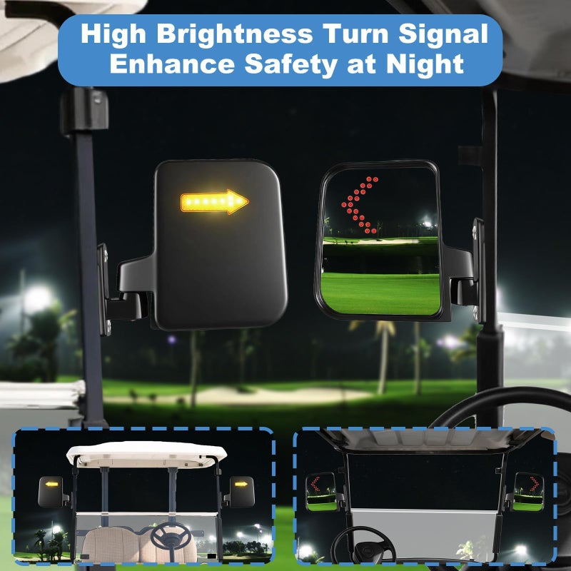 MOSNAI Golf Cart Mirror Universal with Turn Signal Light Golf Cart Side Mirrors Rear view Mirrors for Club Car EZGO Yamaha - Image 3